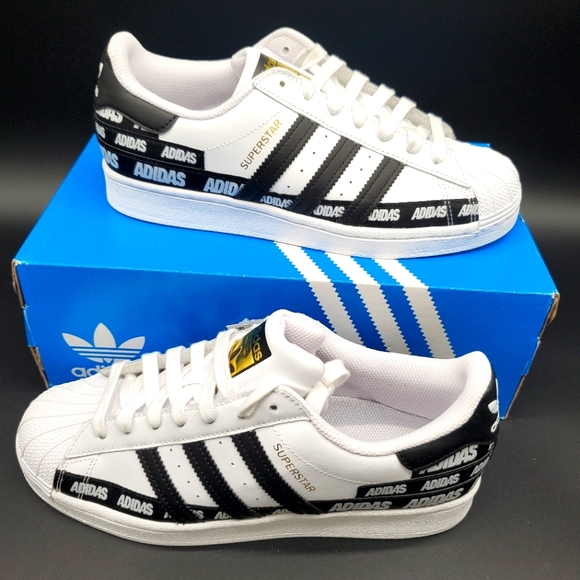 Adidas  Originals Superstar Woodmark Heel Stripe White/ Black size 7 1/2. NWB - Picture 1 of 5